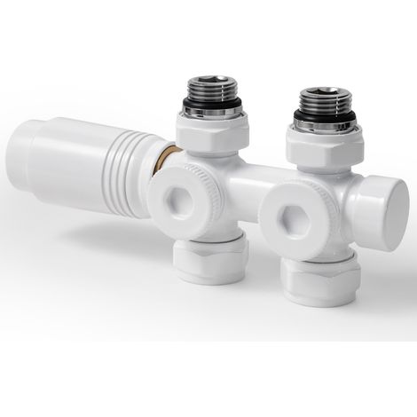 Robinet thermostatique radiateur Multibloc blanc G1/2 pour tubes 15/16 mm S'AFIELINA