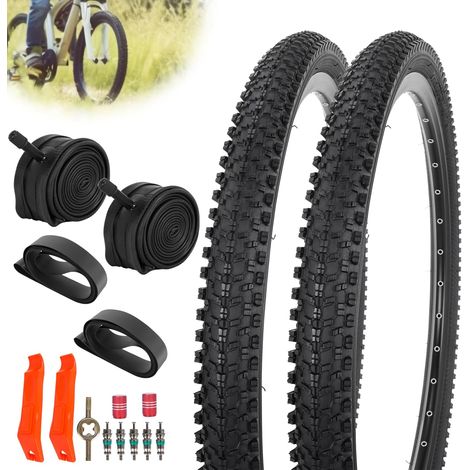 Pneus de vélo de rechange pliables de 61/66 x 4,95 cm avec leviers de pneu et doublures de pneus, pneu de VTT 61/66 cm et chambre à air pour VTT tout-terrain (1/5)