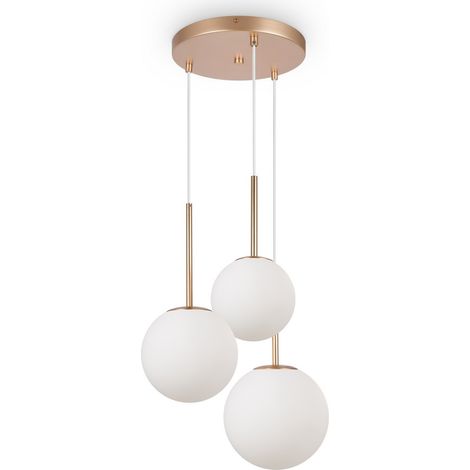 Maytoni Basic Form Moderne Cluster Pendelleuchte Deckenleuchte Gold 3xE14 Weißer Schirm (1/2)