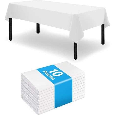 10x Einweg Tischdecke Weiß 120x180 cm Kunststoff wasserdicht robust