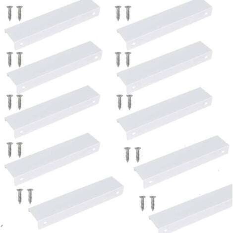 10 Pièces Poignées de Cuisine Blanches Invisibles 150mm, Design Moderne Minimaliste pour Armoires, Placards et Tiroirs (1/4)