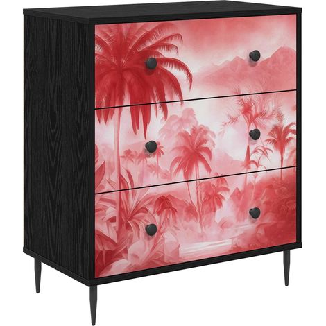 vidaXL Cassettiera AACHEN Stampa di palme rosa 66 x 36,5 x 76 cm (1/5)