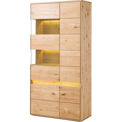 Vitrine Wildeiche inkl. LED 103x43,5x207 natur geölt CARDIFF 111