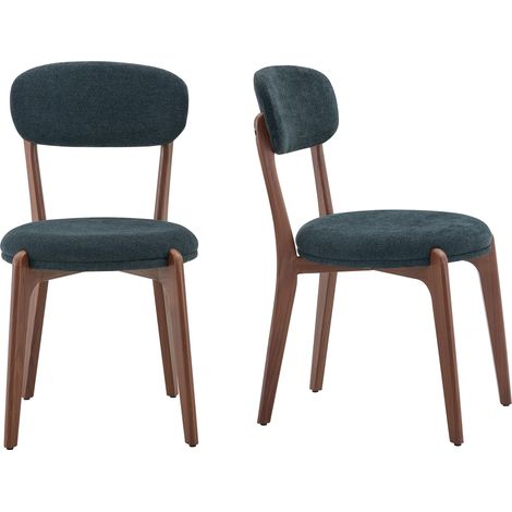 Set di 2 sedie da pranzo in lino con schienale e gambe in metallo, nero (1/5)