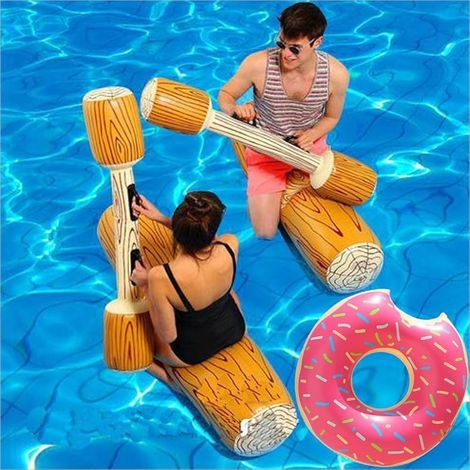 Jeu de 4 pièces Gonflable Flottant Jouet d'aviron, fête de la Piscine Jeux de Sports Nautiques Raft Jouet Flottant pour Adultes et Enfants (1/4)