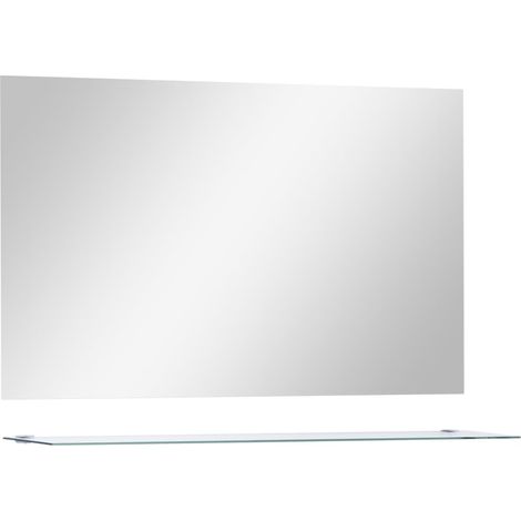 INLIFE Miroir mural avec étagère 100x60 cm Verre trempé (1/5)