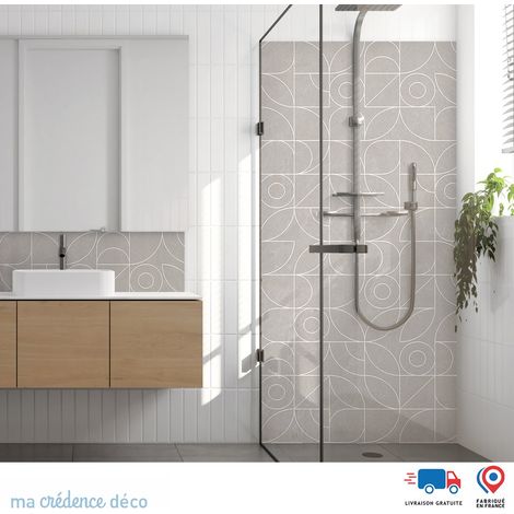 Panneau de douche : Cercles et rosaces - Couleur Gris platine - Alu composite - 90 - 245 (1/3)