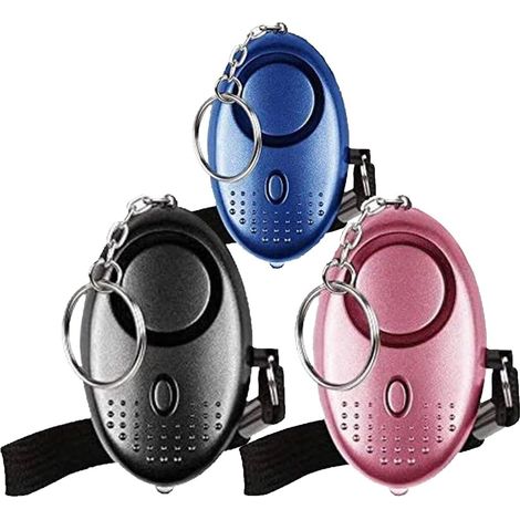Alarme personnelle d'urgence Qoosea Scream Safesound Alarme de Sécurité 140dB LED Lampe de Poche pour Enfants/Femmes/Personnes Âgées/étudiant Self Defense Protection Sécurisé (Noir + Bleu + Rose) (1/5)