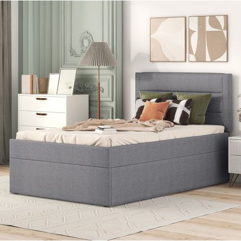 struttura letto 90x200 con rete e spazio grigio MDF OKMYHOME (1/5)