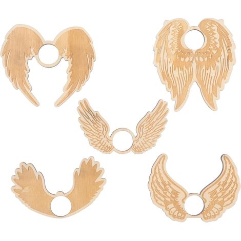 Lot de 5 Supports pour Boule de Cristal en Bois Kaki Forme Aile, Socle D'exposition Simple et Délicat pour Décorer la Chambre Maison
