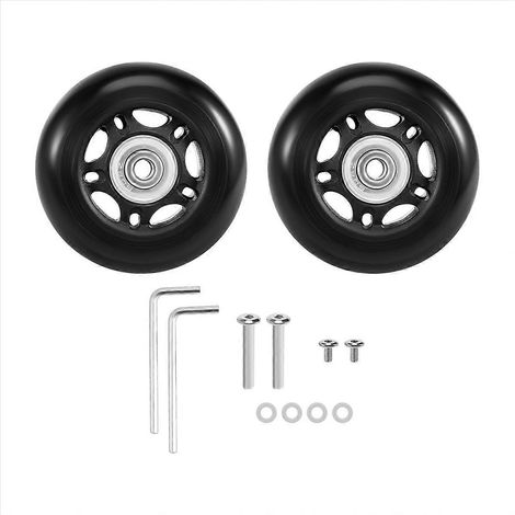 2 jeux de roues de rechange pour bagages, axes et clé de réparation, diamètre extérieur 68 mm (1/5)