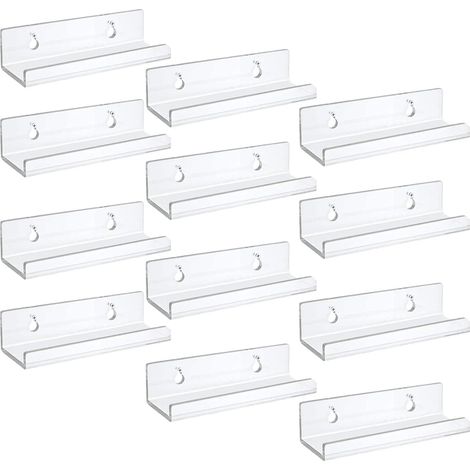 Lot de 6/12 supports muraux en vinyle - En acrylique transparent - Pour disques, photos, livres (1/5)