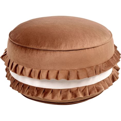 Pouf per bambini rotondo con seduta in velluto e imbottitura in EPS 50 x 50 x 30 cm marrone Marot
