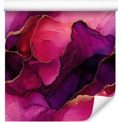 Papier peint à motifs encre violet, bordeaux et rose pour salon et chambre 50x1000 cm (1/5)