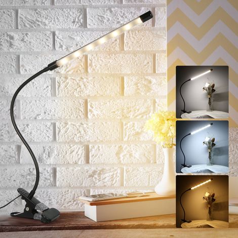 Lampe de Bureau LED avec Clip et Dimmable pour Lecture et Travail - 3 Modes Lumière et 10 Niveaux de Luminosité, Flexible et Compacte pour Table, Bureau et Chevet (1/4)