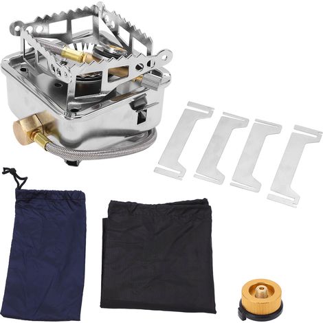 Poêle de Camping Pliable Léger, Design à Quatre Pieds Sécurisé, Réchaud Portable avec Tuyau pour Randonnée (1/5)