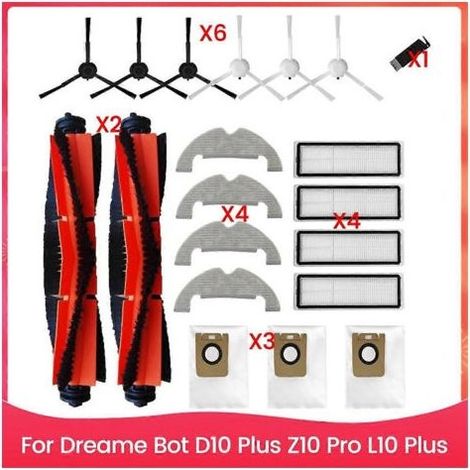 Kit d'accessoires et pièces de rechange pour Dreame Bot D10 Plus, Z10 Pro et L10 Plus : brosse latérale principale et filtre HEPA (1/5)