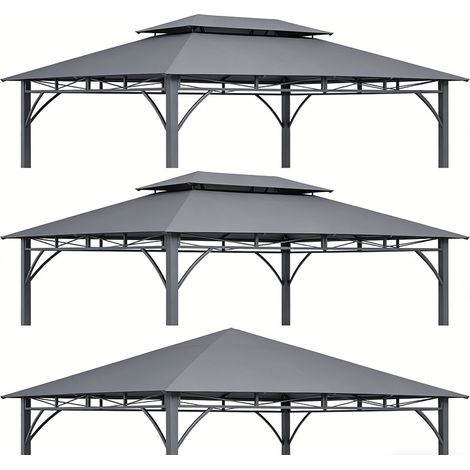 3er-Set ersatzdach für Metallpavillon 3x3m, Dunkelgrau, wetterfestes Polyester, ideal für Garten & Terrasse