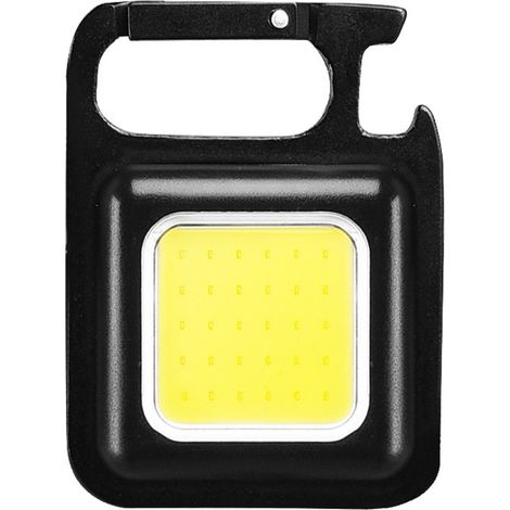 Mini linterna portátil multifuncional con forma de llavero, que incluye una linterna de camping COB, un gancho magnético y un abridor de botellas de carga rápida. (1/5)