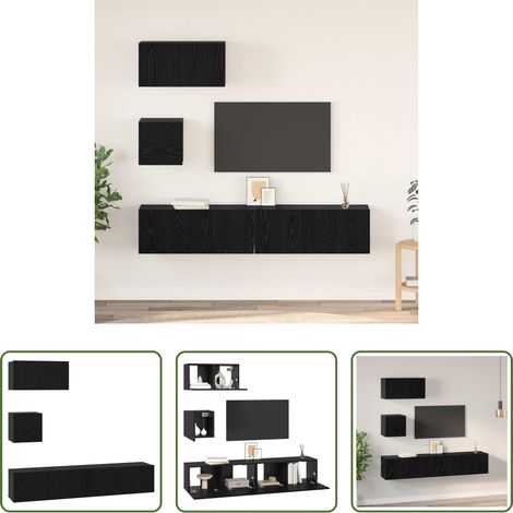 Rangement salon - Ensemble meuble TV 4 pcs Chêne noir Bois d'ingénierie (1/5)