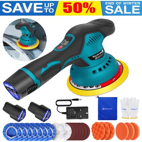 Cordless Car Polisher Buffer Sander Auto Polishing Machine Pad Bonnet 2x Battery (1/5)