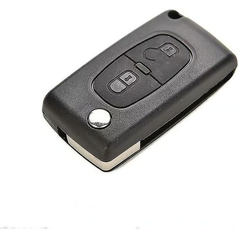 Coque de télécommande à 2 boutons en plastique, type clé rabattable, pour PEUGEOT 207 307 308 (non découpée) - QH