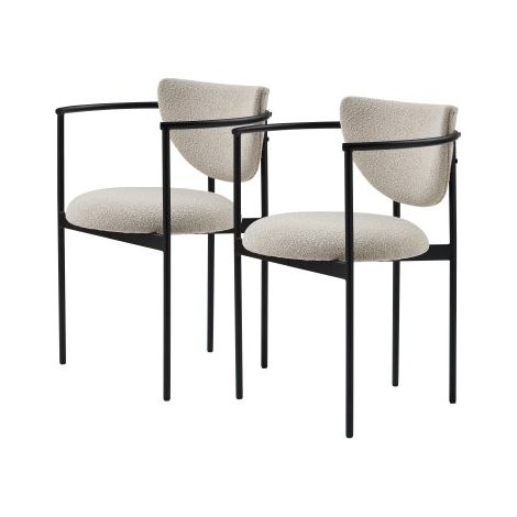 Lot de 2 chaises scandinaves, tissu, acier inox ou métal noir, 78x60x56 cm (1/5)