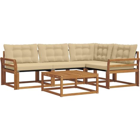 vidaXL  Outdoor Sofa Set  with Cushion 5 pcs Natural and Beige