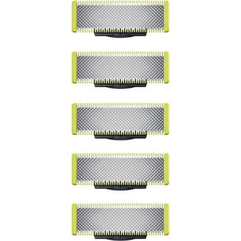 Applicable à OneBlade - Lames de rechange, pour rasoir/tondeuse électrique OneBlade, acier inoxydable robuste, taille, stylisation et rasage, lot de 5 (1/4)