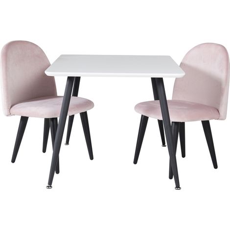 Table Enfant & 2 Chaises "Polar" 80cm Blanc & Rose (1/5)