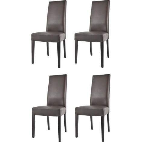 Tommychairs - Set 4 chaises GLORY pour cuisine et salle à manger, structure en bois de hêtre peindré en wengé assise et dossier rembourrés et revêtus en cuir artificiel marron (1/5)