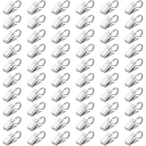 Pinces Rideaux Clips en Acier Inoxydable Crochets Rideau pour Anneaux Rideau Douche Partie Lumineuse Maison Décoration 100 Pièces