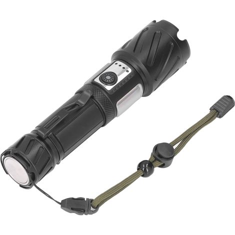 Lampe torche XHP160+COB rouge/blanc, 5000LM, rechargeable USB, zoom magnétique télescopique, 6 modes d'éclairage, IPX4 étanche pour camping, randonnée, voyage, urgence, usage domestique (sans batterie (1/5)