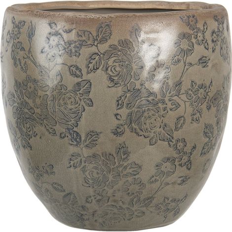 Pot de Fleurs en Céramique Vert Gris Style Rétro Vintage Décoration Intérieure Ø 20 x 19 cm - PANGIVO