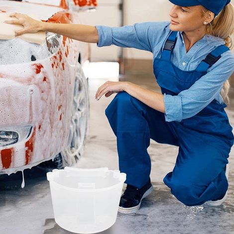 Seau de lavage de voiture suspendu de style américain, peut contenir des brosses, pour le lavage de voiture, seau de lavage de voiture multi-usages, finitions professionnelles, chariot (transparent) ( (1/5)