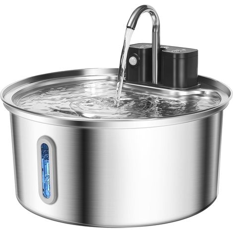 Fontaine chat - Sans fil inox 3,2 L - 4200 mAh - Détecteur - Filtre (1/5)