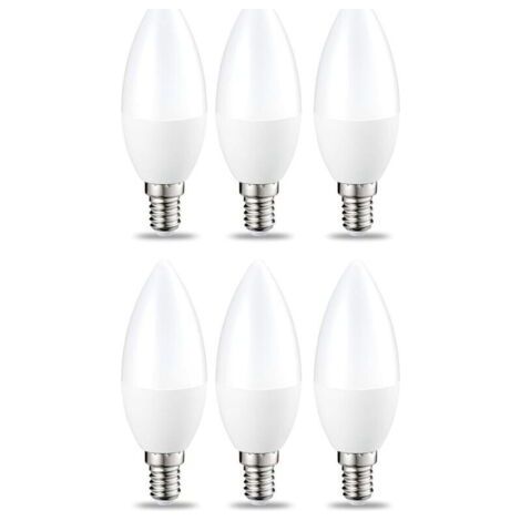 Ampoule LED Dimmable E14 Forme Bougie, 5W Équivalent à 40W, Blanc Chaud 2700K, 470lm, Ampoule Bougie B35 avec Petit Culot à Vis, Lampe Intensité Variable 220-240V, Lot de 6
