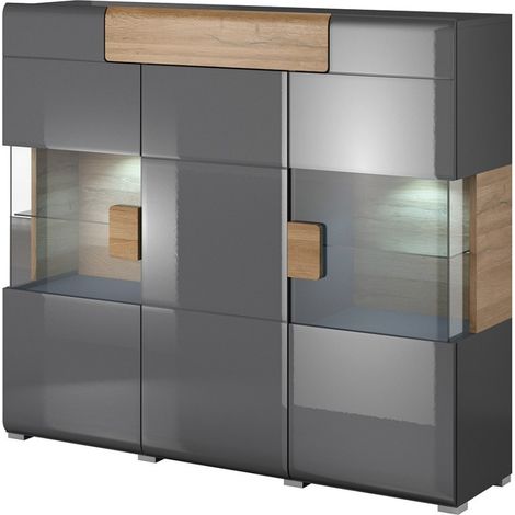 Buffet XL150cm Kollektion OHIO. Farbe anthrazitgrau und Eiche.