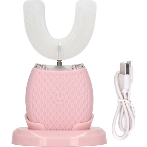 Brosse à dents électrique étanche IPX7 en forme de U avec massage ultrasonique et base rechargeable par USB 5V-AquaForge (1/5)