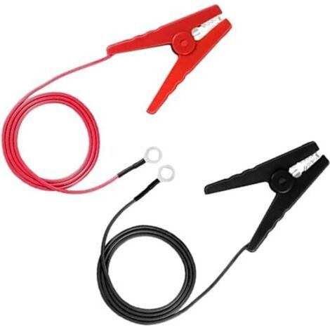 Câble de connexion pour clôture solaire avec pinces crocodiles - Accessoire de clôture électrique pour une connexion efficace - 1 câble noir et 1 câble rouge - Idéal pour les systèmes de (1/5)