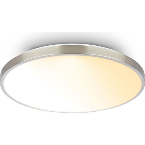 Briloner COMPETO Plafoniera LED, dimmerabile, telecomando, controllo della temperatura del colore CCT, cornice decorativa, nichel opaco, Ø38 x 6 cm