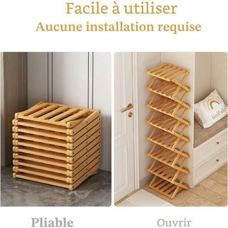 Etagere A Chaussures - Bambou - 5 Niveaux - Pour Entree Chambre Couloir - Compacte Petit Espace - 1 Unite (1/5)