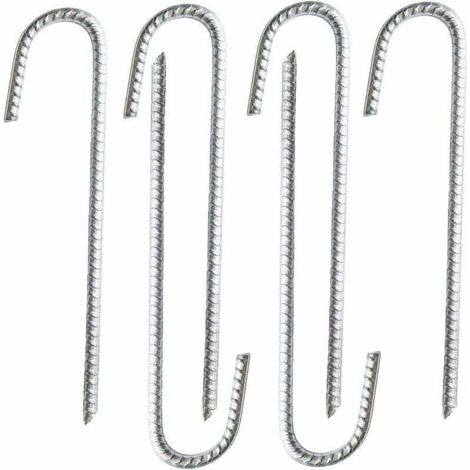 Lot de 6 piquets d’ancrage en acier galvanisé robuste pour barres d’armature en J - Pour chapiteaux, tonnelles, châteaux, tentes, trampolines, rebondissements, camping, filets de football (1/4)