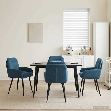 Lot de 4 chaises de salle à manger en velours bleu avec accoudoirs, 59 x 59,5 x 90 cm - PANGIVO (1/5)
