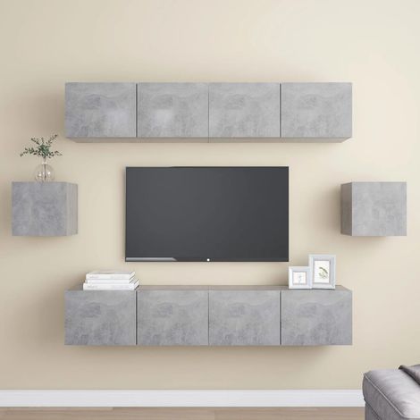 Juego de muebles de salón 6 piezas gris hormigón vidaXL (1/5)