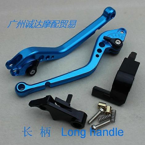 Poignée de frein réglable en alliage d'aluminium avec klaxon CNC pour moto BMW Locomotive S1000R (bleu, à poignée longue) (1/5)