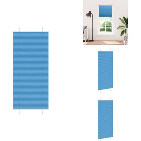 Store plissé bleu 90x200 cm largeur du tissu 89,4 cm polyester - Store Plissé - Stores Plissés - Store Plissé De Fenêtre - Plisse Aveugle (1/5)