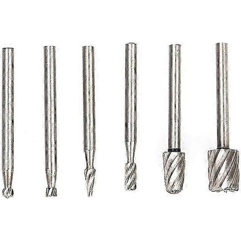 Jeu de 6 fraises HSS pour outil rotatif, diamètre de tête 3,17 mm à 8 mm, SG (1/2)