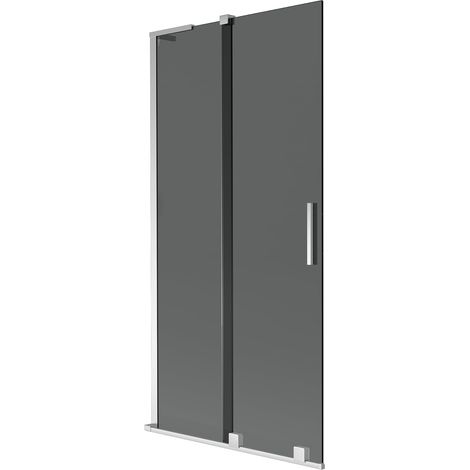 Mexen Velar L paratia da vasca da bagno 2-ala scorrevole 90 x 150 cm, grafite, cromo - 896-090-003-41-01 (1/5)