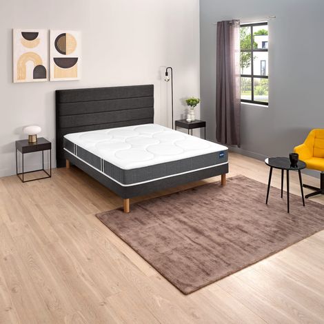 Ensemble matelas Bultex nano et mémoire de forme Comforting, sommier Vigoroso gris fumé et pieds 140x190 (1/5)